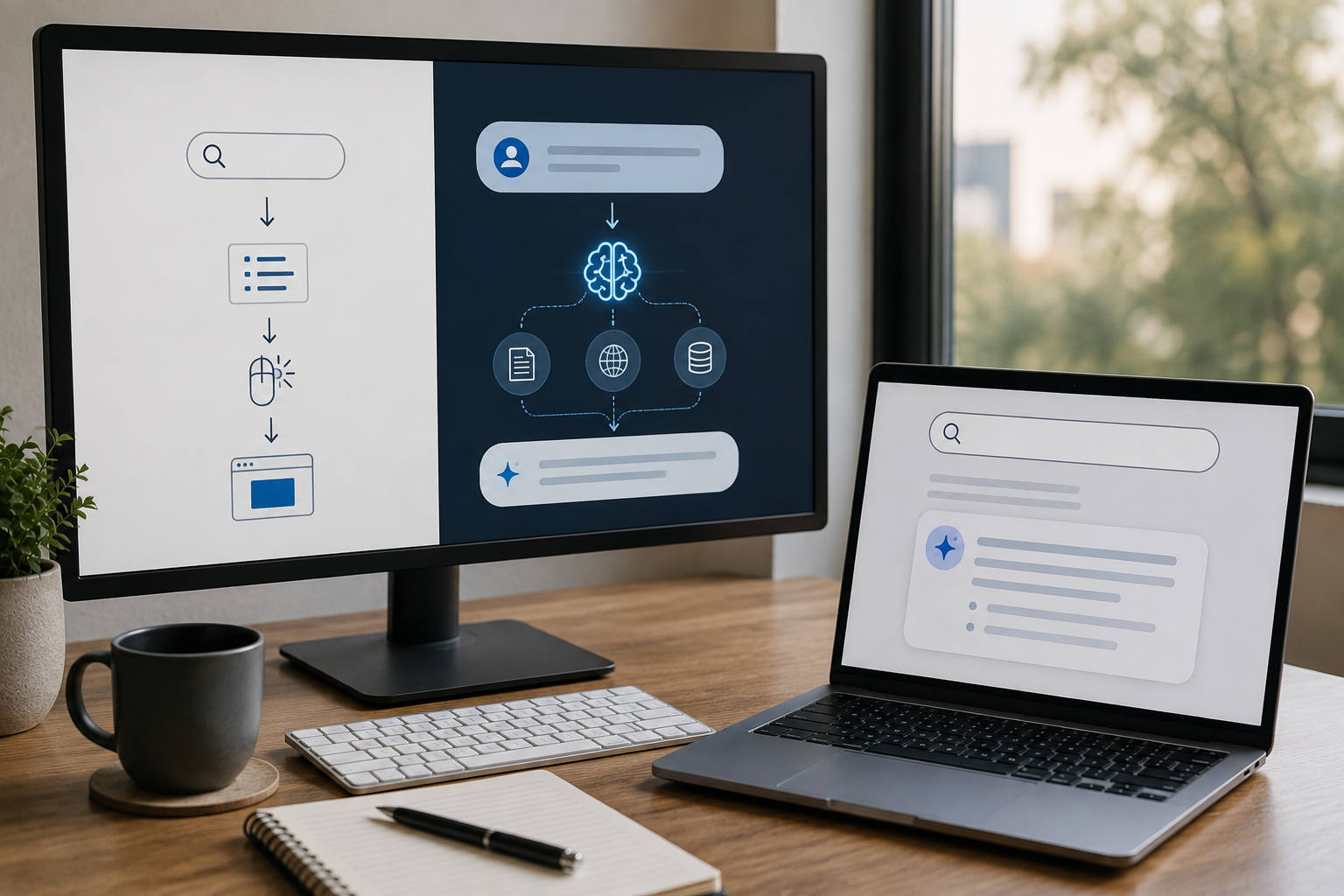 Traditional search compared with AI search intent